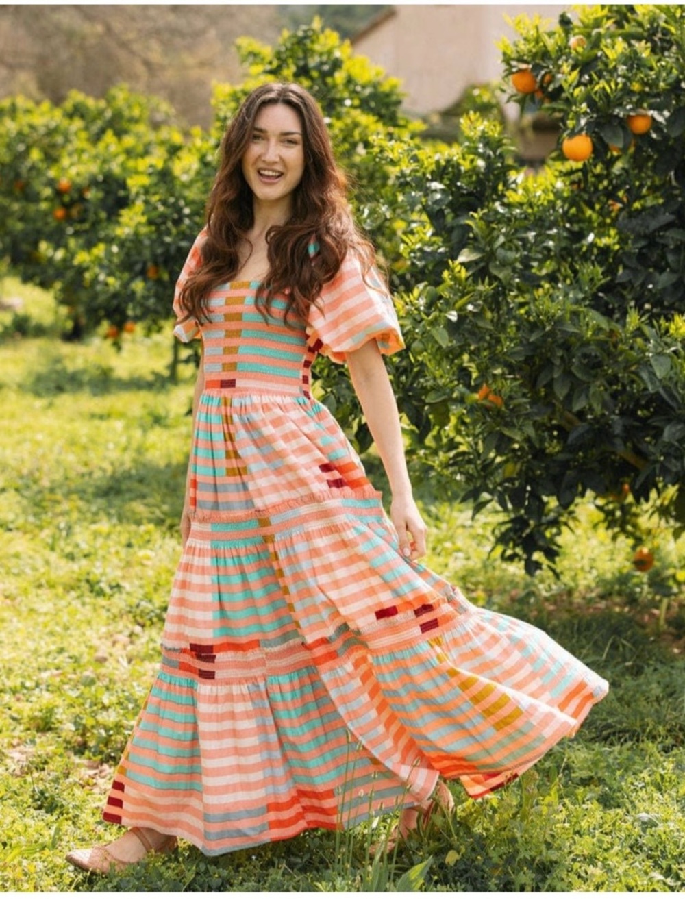 Sunshine Tienda Apricot Colorful Striped Toula Dress NWT - Picture 3 of 5